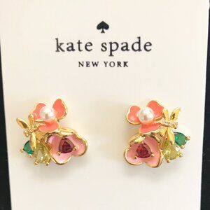 Kate Spade Pearl Bee With Enamel Flower Earrings